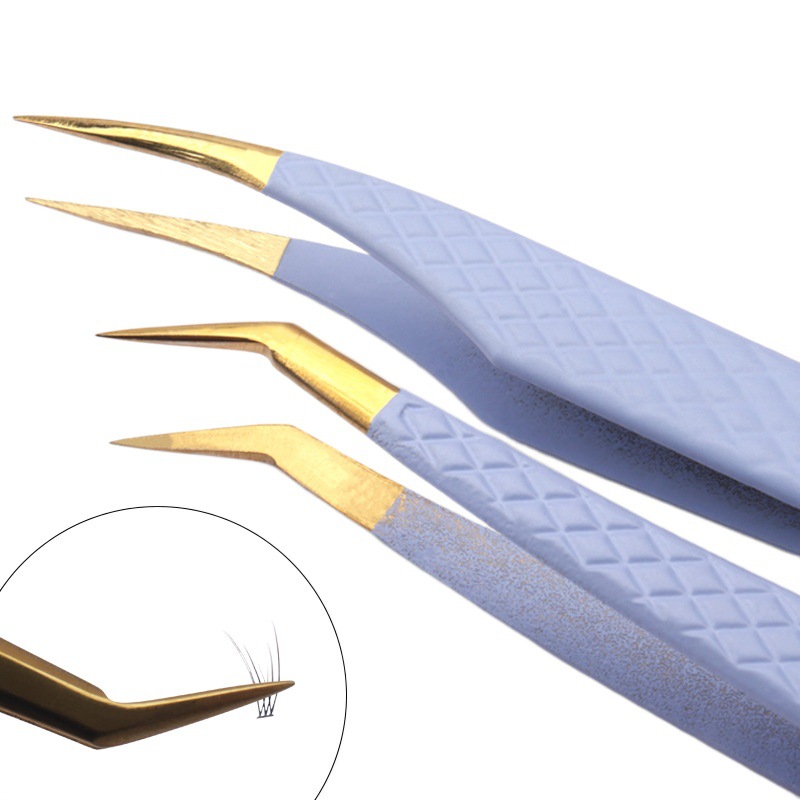 Wholesale grafting false eyelash clip purple goldfish pattern eyelash tweezers auxiliary tool stainless steel eyelash tweezers