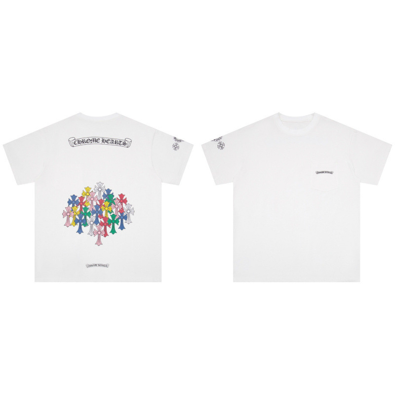 クローバーTシャツのクロスボーダーハイバージョン、ゆったりとしたトレンディなクローバークロスプリント、男女カップル同じスタイルの半袖|undefined