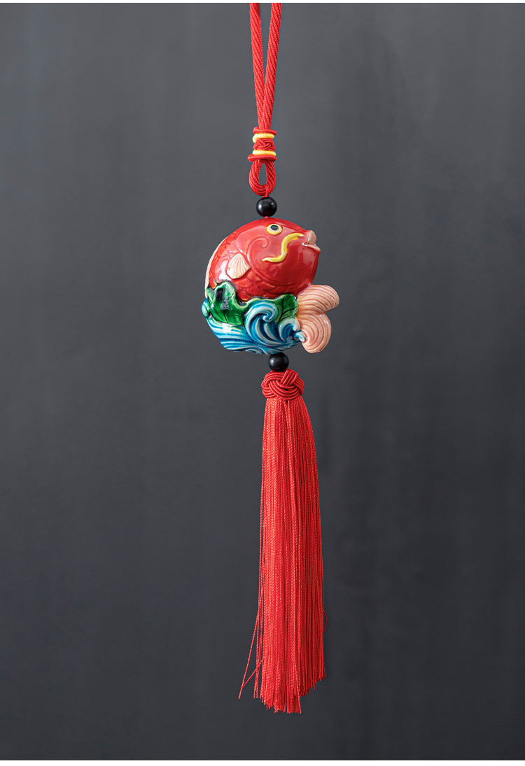 Hand painted Ruyi year fish ornaments car pendant interior supplies toe Pottery Creative colorful gift