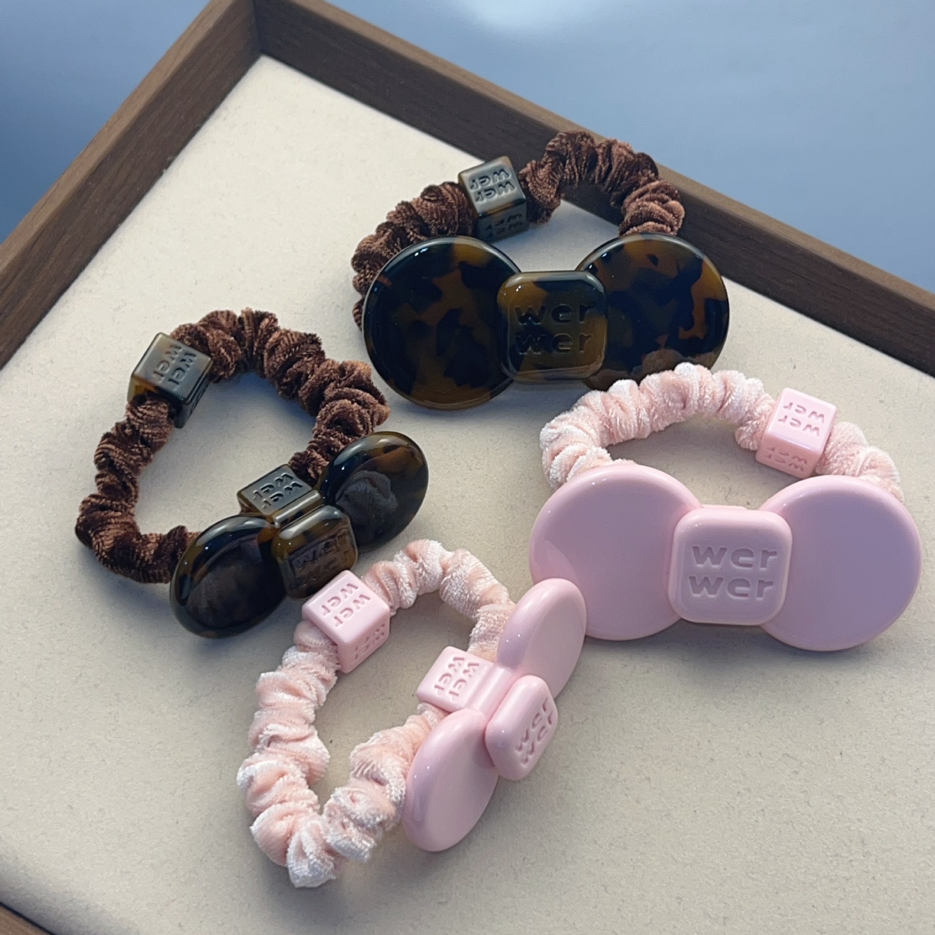 High-End Version Barbie Pink Amber Color Hair Tie New Acetate Material Bow Flower Hair Accessory Hair Rope