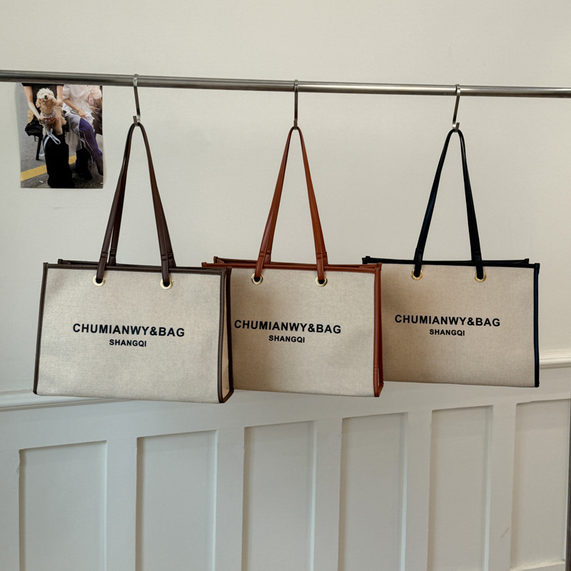 High-End Women's Shoulder Bag, Commuter Tote Bag, Fashionable Canvas Bag, Amazon Shopping Bag, Lettered Handbag
