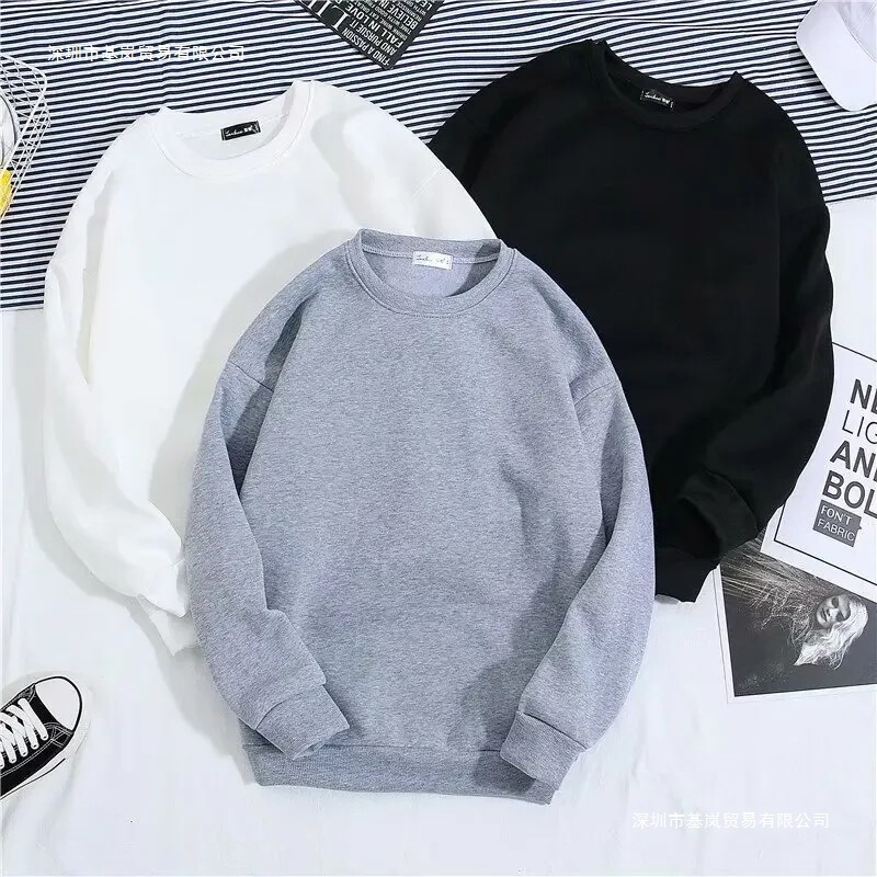 Loose-fitting men's crew neck sweatshirt, solid color casual top, spring and autumn Korean style, new version for home use, in stock Loose-fitting men's crew neck sweatshirt, solid color casual top, spring and autumn Korean style, new version for home use, in stock