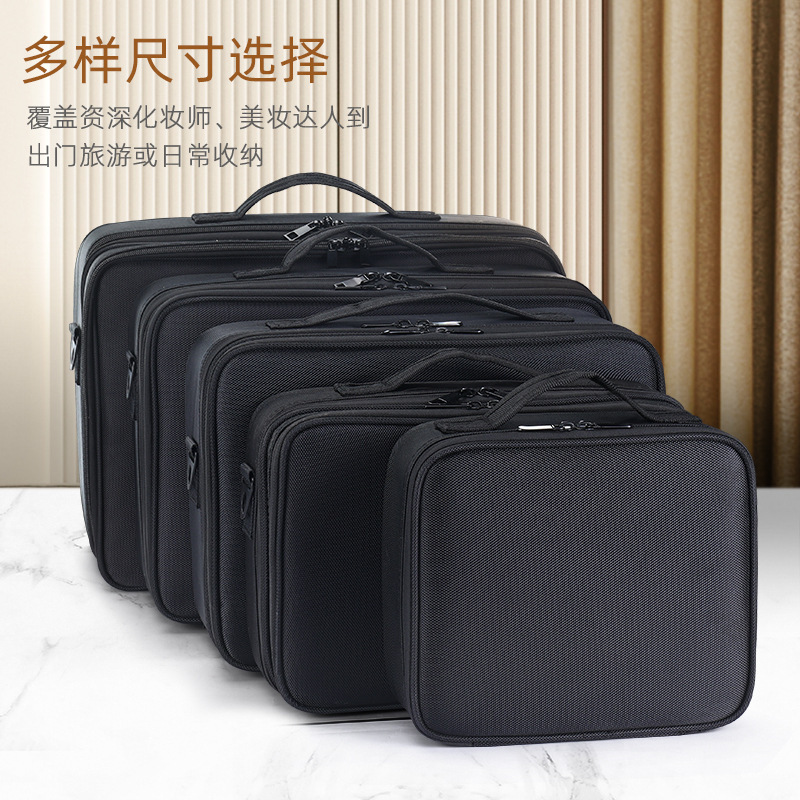 大容量化粧バッグ女性携帯旅行化粧師化粧品収納バッグ刺繍ネイルキット|undefined