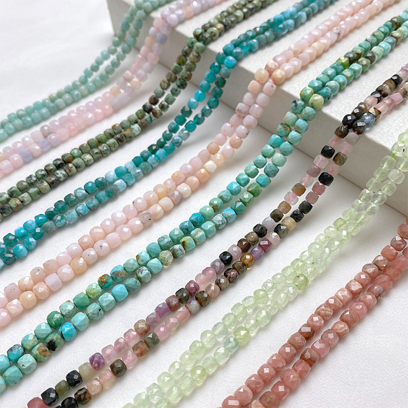 Natural Stone Frosted Faceted Square Beads Loose Beads Spacer Beads DIY Handmade Beaded Bracelet Necklace Jewelry Material Accessories