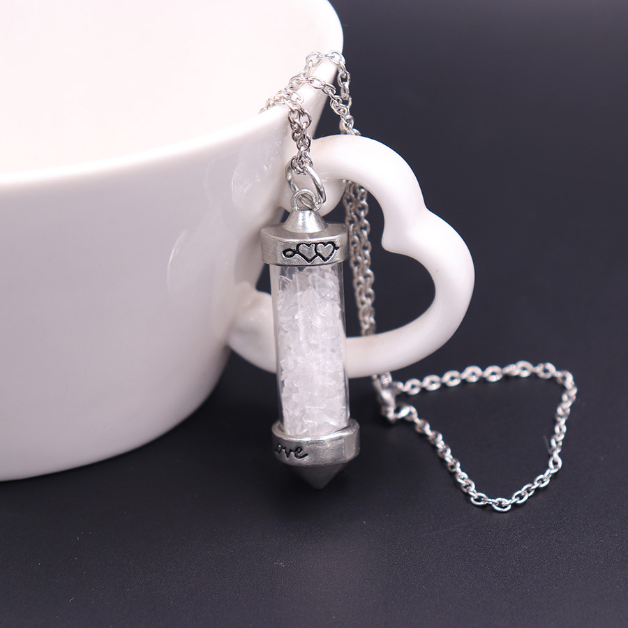 Nuevo collar largo de cristal con doble punta cónica y piedras trituradas, estilo corazón, amor, pareja, cadena para suéter, venta al por mayor image 4
