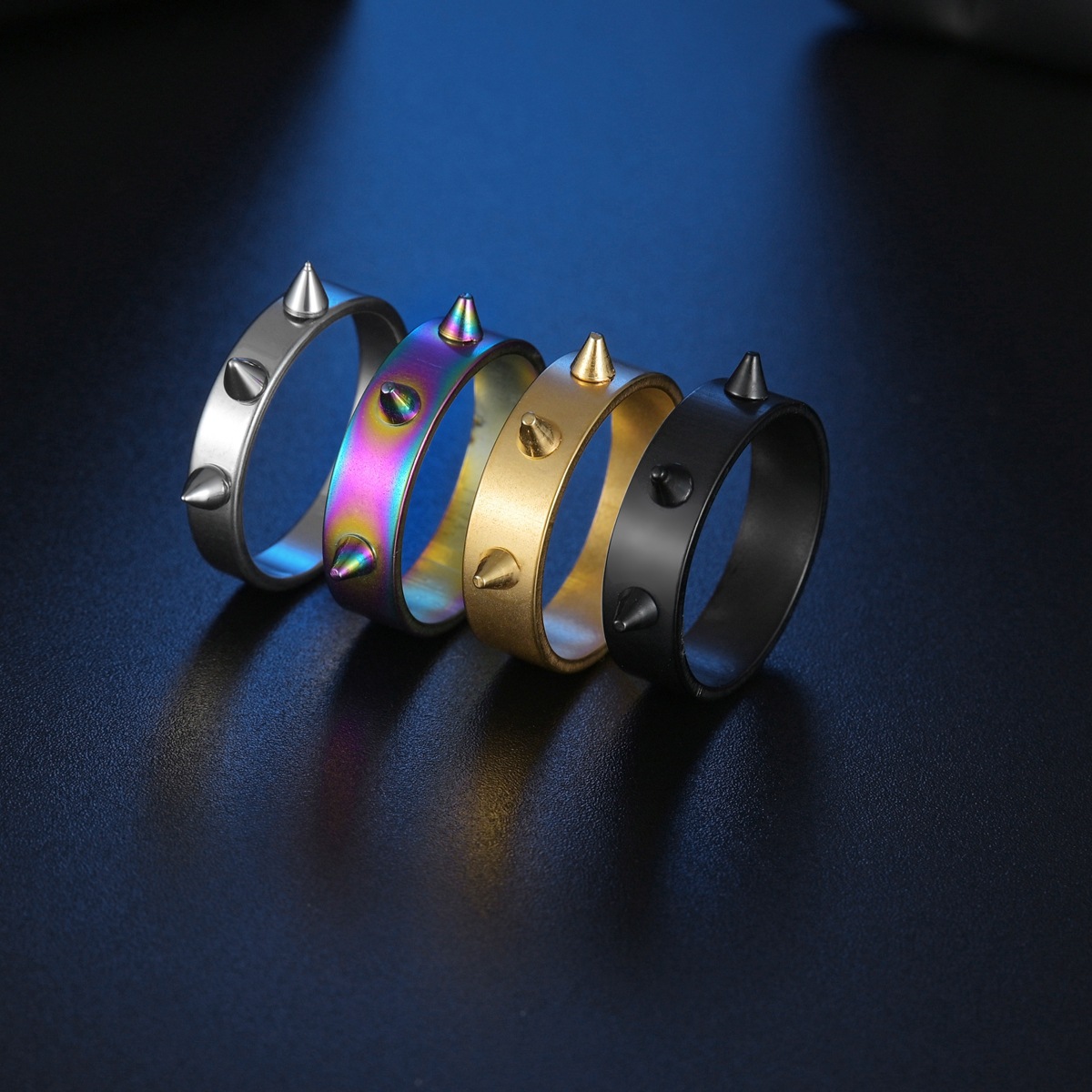 201 Stainless Steel Material Geometric Pattern Fashion Geometric 201 Stainless Steel Gold Plated Unisex Rings