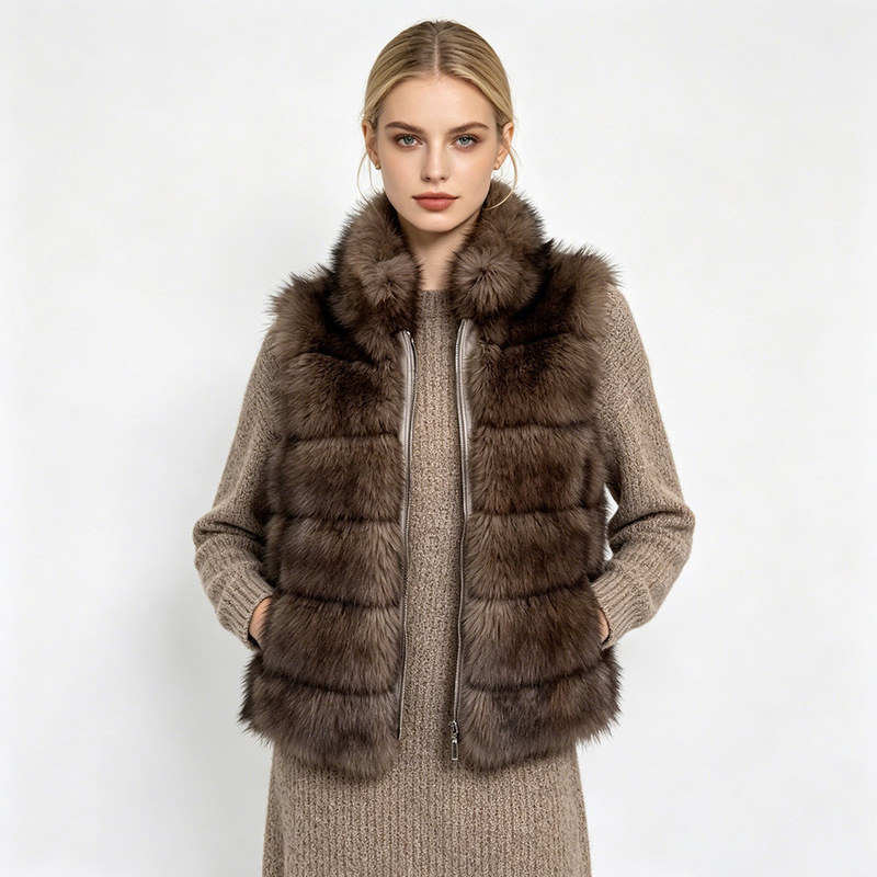 2026 New Style Faux Fur Coat for Women, Fox Fur Vest, Fur Coat 	 Eco-Friendly Faux Fur Vest, Fluffy and Furry