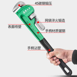 管钳扳手工具Pipe Wrench水管钳12寸管道扳手钳子安装工具LOGO