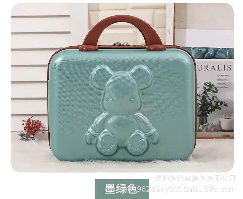 Maleta equipaje caso cosmético 14 pulgadas dibujos animados lindo oso contraseña bloqueo caja de almacenamiento mano regalo oso caja