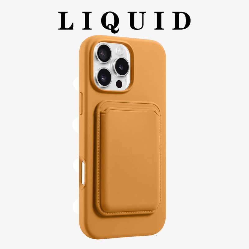 Suitable for Magnetic Liquid Silicone Card Holder Iphone16 Mobile Phone Case Apple 17Promax Anti-Fall 15 Protective Cover 14