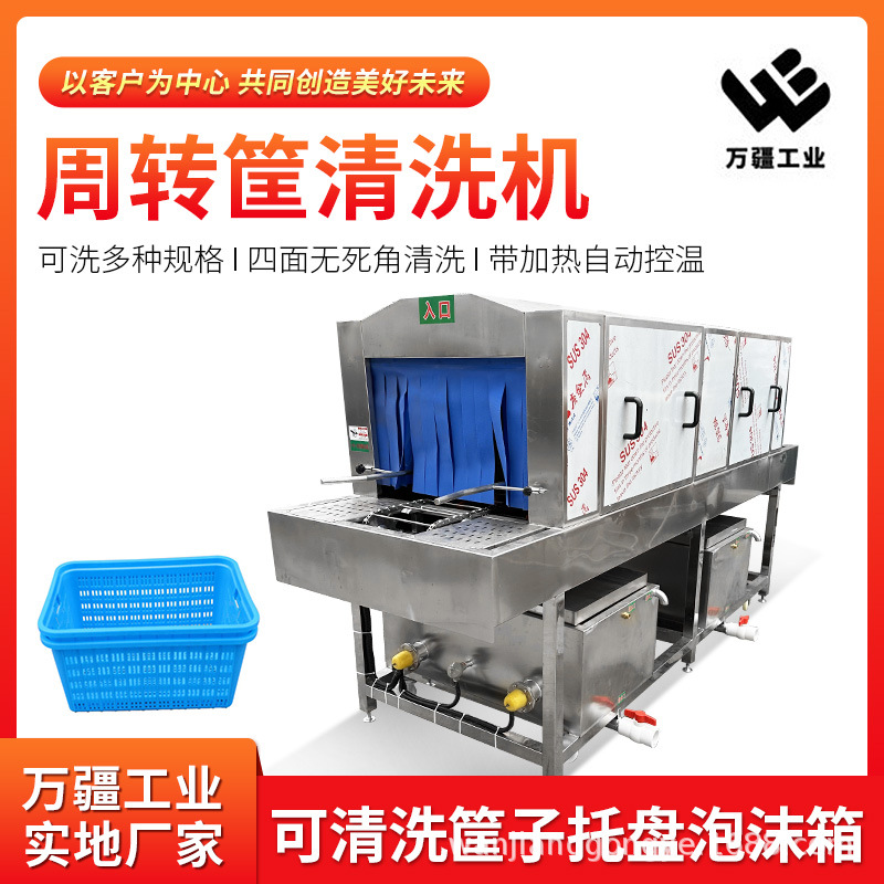 高压喷淋周转筐清洗机单冻盘托盘清洗机蔬菜筐清洗机器全自动高效