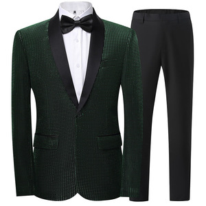 men suit set 男士西装套修身韩版结婚礼服商务休闲亮丝格西服套图片