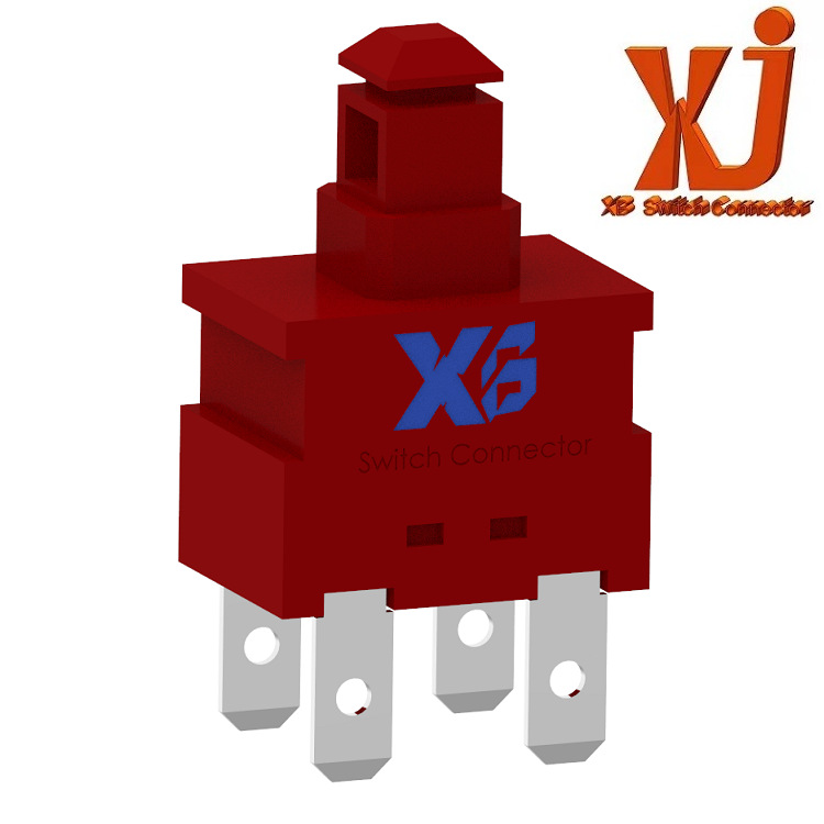 厂家直销12A大电流开关 自锁/无锁按钮开关 四脚红色按钮开关