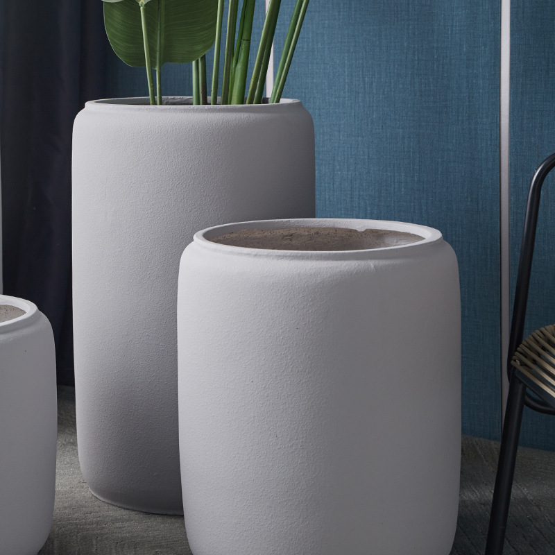 Simple luz de lujo extra grande arcilla de magnesio maceta creativa hecha a mano de alta profundidad de jardinería en el hogar decoración de plantas verdes decoración de macetas