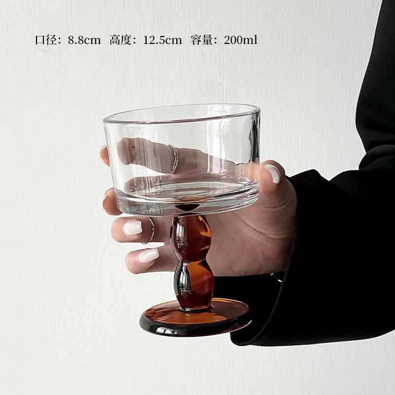 限定氛围感中古酒杯玻璃高脚杯香槟杯葡萄酒杯ins饮品杯冰淇淋杯|undefined