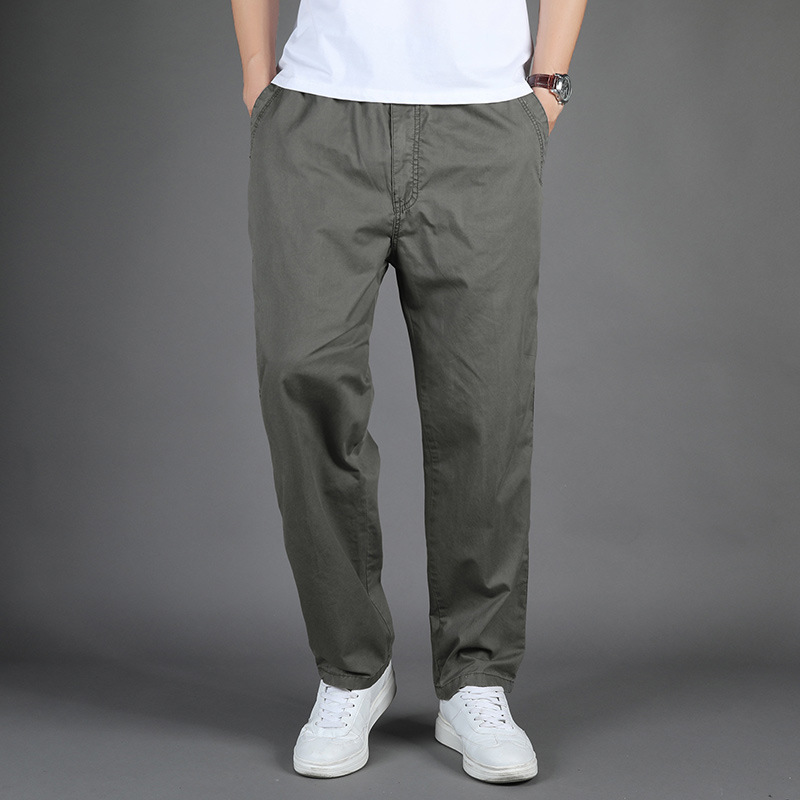2025 nuevo estilo transfronterizo pantalones casuales de algodón pantalones rectos sueltos para hombres pantalones de papá de mediana edad monos pantalones elásticos