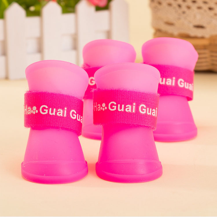 新款貓犬雨鞋硅膠狗鞋  寵物用品小狗狗鞋子  寵物雨鞋防水狗腳套