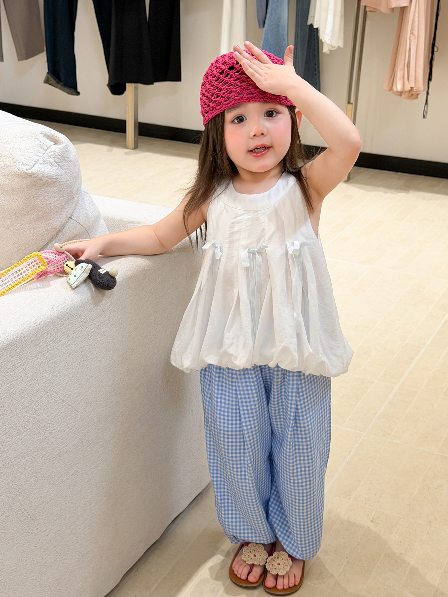 Sugar Pear ropa infantil chaleco de verano delgado 2026 ropa de niños de aire extranjero bebé sin mangas brotes de flores chaqueta