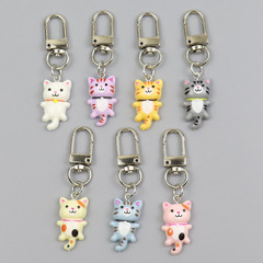 漫画かわいいフラット明るい顔猫ペンダントキーホルダーdiyアクセサリーキーホルダー誕生日プレゼント