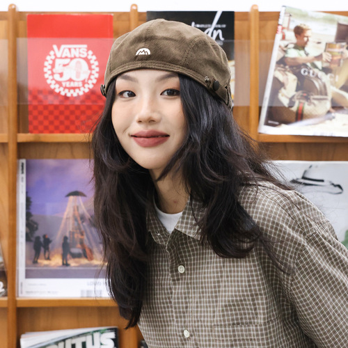 Adjustable Forward Cap Makes Face Look Smaller Autumn/Winter Reversible Hat Winter Men's New Internet Popular Painter Hat Corduroy Beret