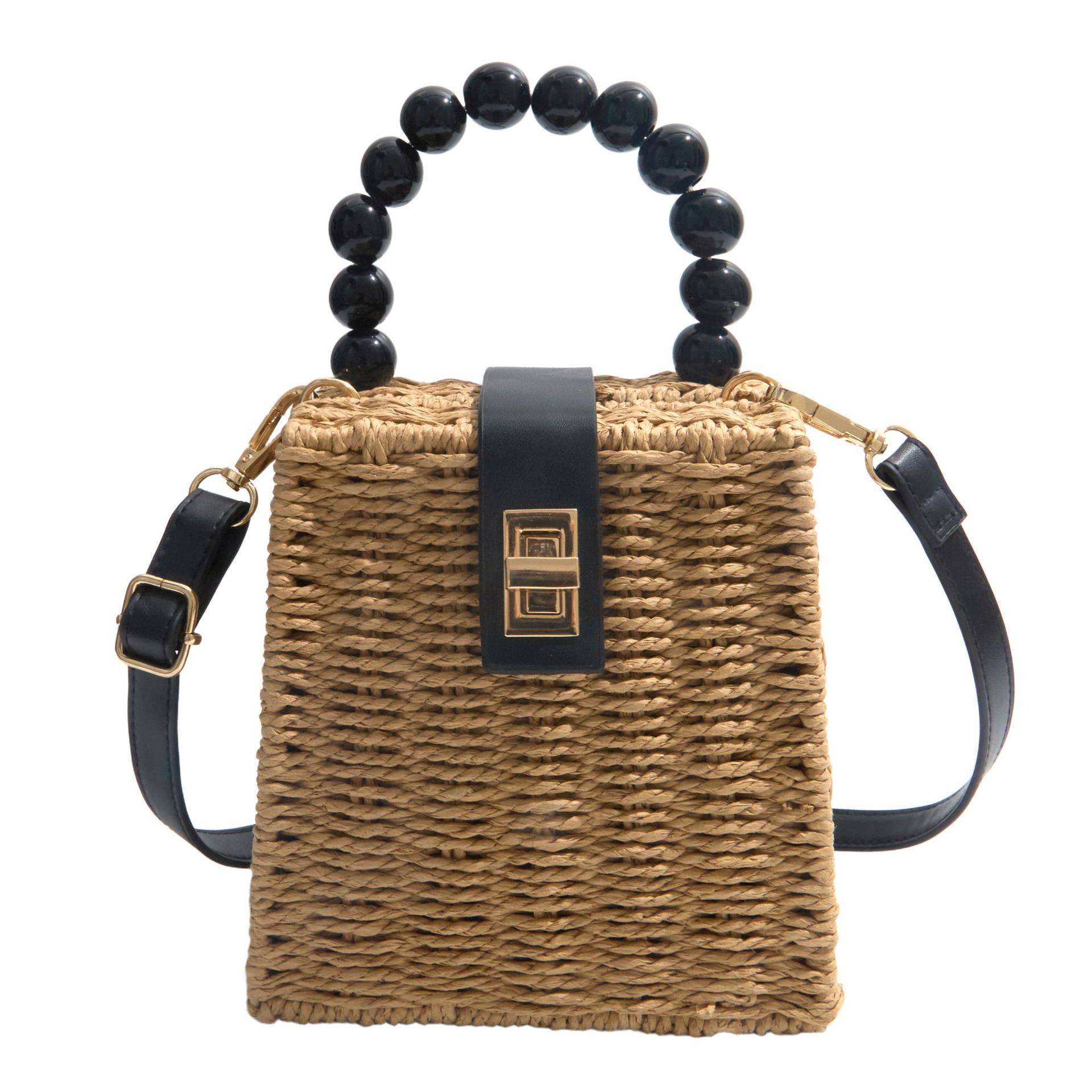 Bolsa de bambú de verano para mujeres 2026 nuevo cubo de caña bolso de tela de paja mini tela de tela portátil bolsa de tejido