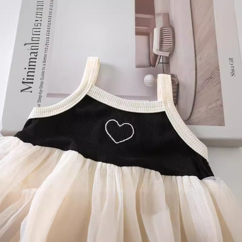 Bebé de estilo occidental con tirantes de verano, falda de gasa, vestido de pedo, vestido de celebridad de Internet de moda para bebés, mameluco de princesa de una pieza