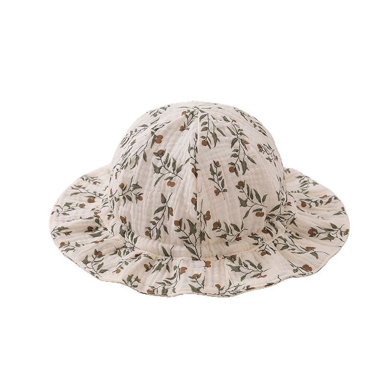 3-25 Meses sombrero de bebé primavera y otoño delgado sombrero de pescador de bebé sombrero de protección solar ajustable sombrero de maceta primavera flores trituradas