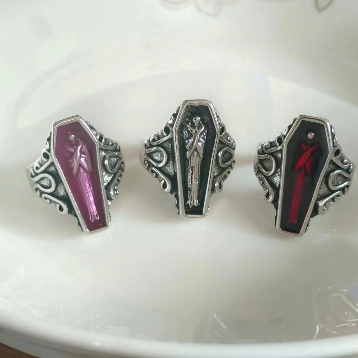Anello bare gotiche vampiro vintage stile punk da donna_voghion.com