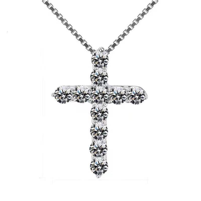 Streetwear Cross Copper Inlay Zircon Pendant Necklace display picture 5