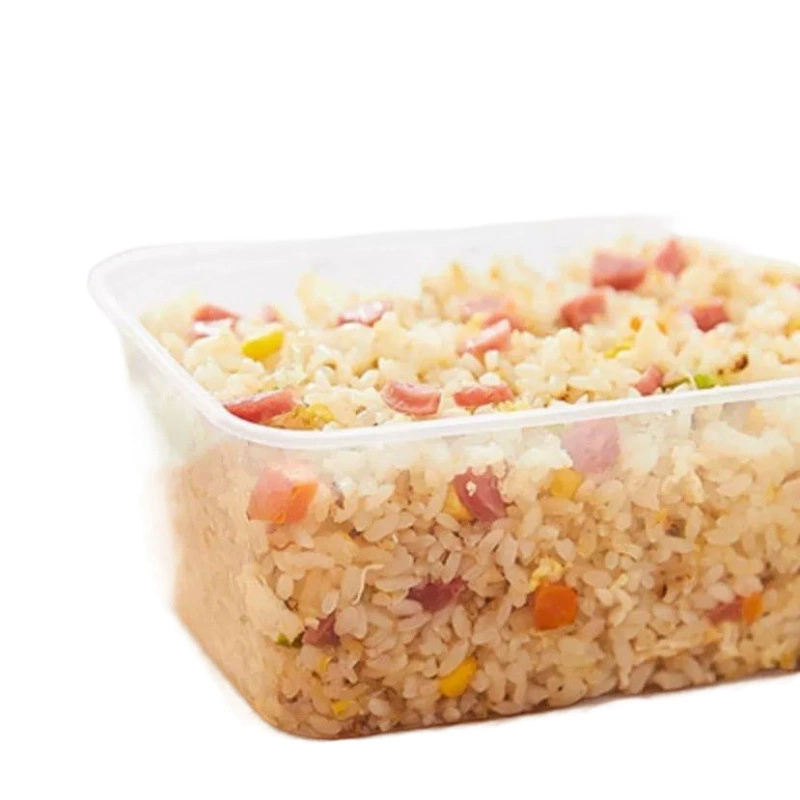 Disposable long square pack box thick transparent high -temperature microwave takeaway packing box fresh -keeping box with lid