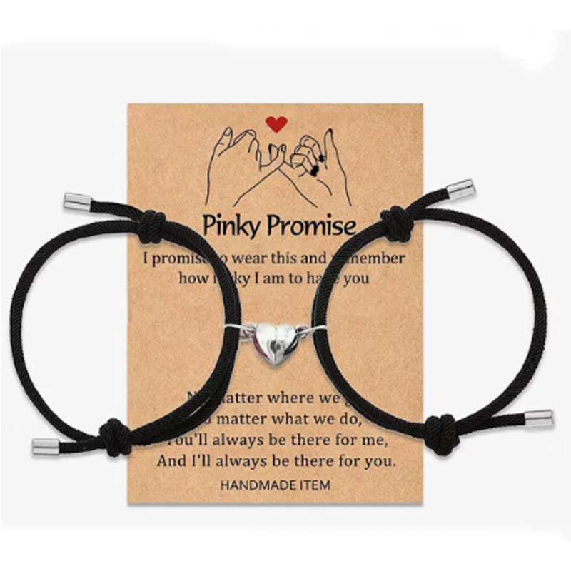 Milan Rope Couple Bracelet Stainless Steel Magnetic Love Heart Milan Rope Braided Bracelet Milan Rope Magnetic Love Heart Bracelet