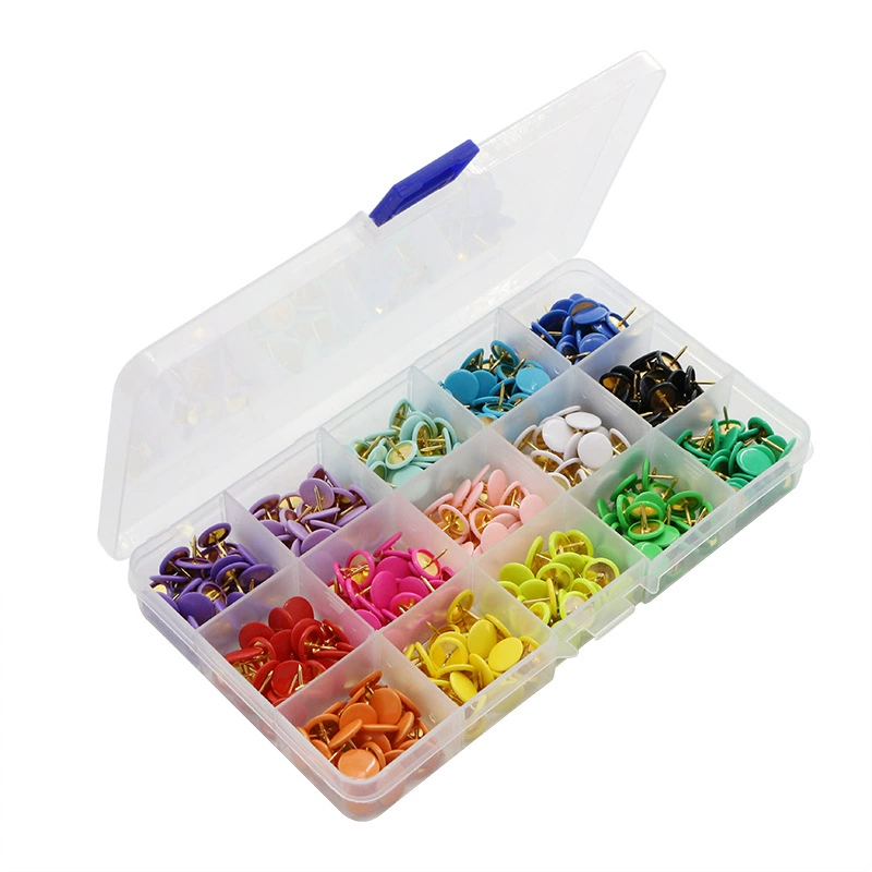 Карамельный цвет пластиковая упаковка плоская головка Прихватки цветная живопись кнопок 15 цветов 450 фото настенные ногти офисные ногти