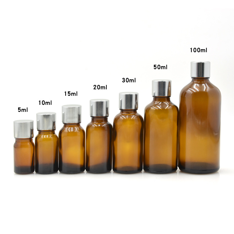 Botellas de vidrio ámbar para aceites esenciales | A prueba de luz, con gotero o bola rodante, lista para usar