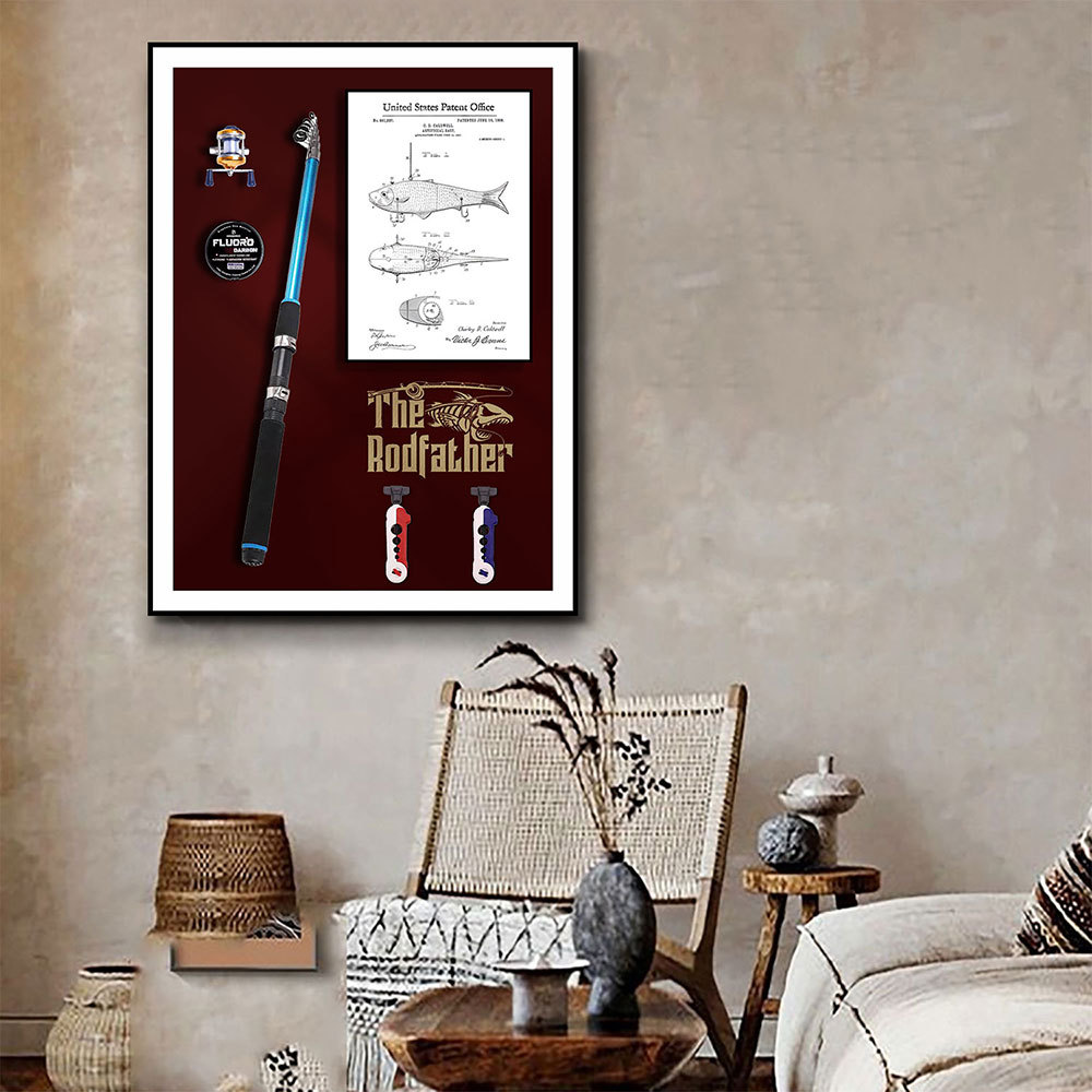 Pintura decorativa de pesca Restaurante de barbacoa de mariscos Pintura colgante Ruta de pesca Yahai Tienda de aparejos de pesca Mural Pintura física tridimensional