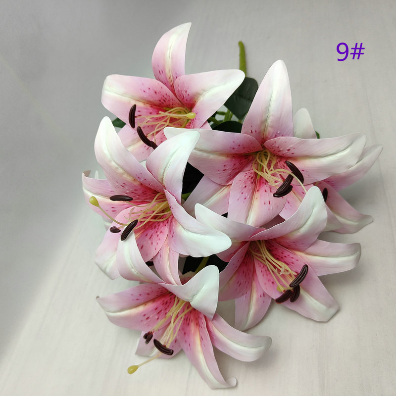 3D, 7 ramos de flores de lirio; decoración para pasillo de boda; pared floral; decoración de interiores; flores artificiales para fotografía; decoración de la habitación nupcial