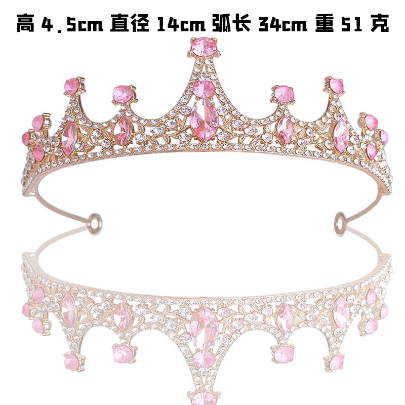 Juegos de joyería de baile de cena transfronterizos de Europa y América, collares, pendientes, corona de boda, vestido de boda de tres piezas, diamante rosa, rey