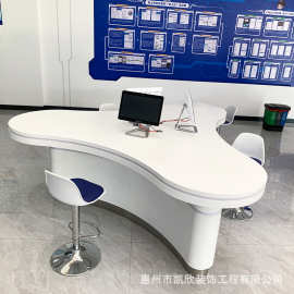 玻璃钢前台新闻主持台直播台展厅导台异型科技感导购柜子接待台厂