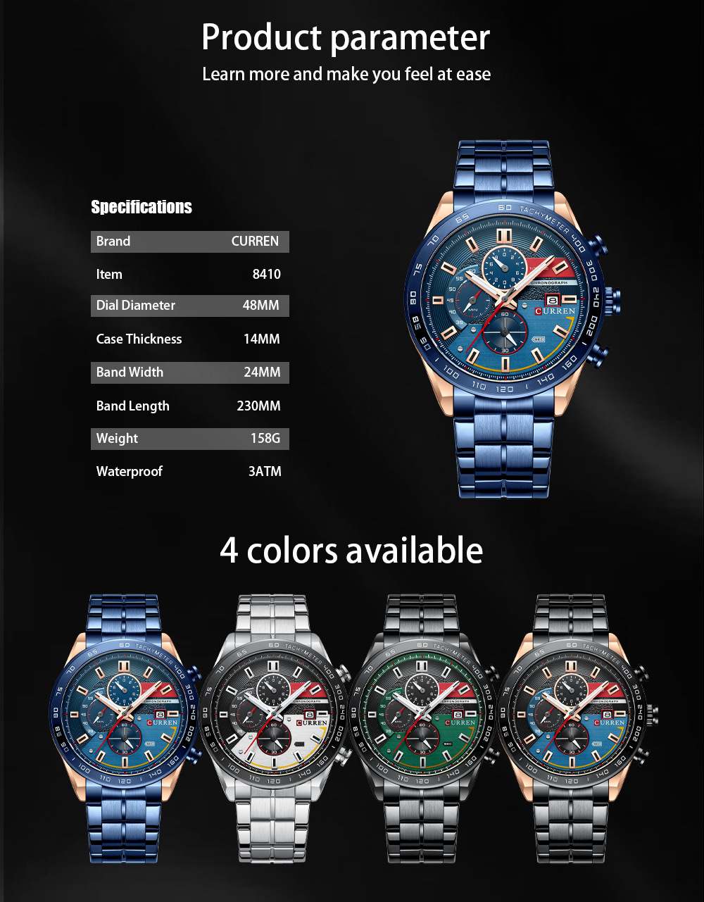 Men's Steel Band Quartz Watch 3