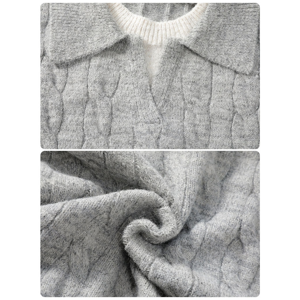 Explosiones transfronterizas de tamaño grande falso de dos piezas de polo camisa de punto de torsión suéter hombre viejo dinero fábrica de moda al por mayor