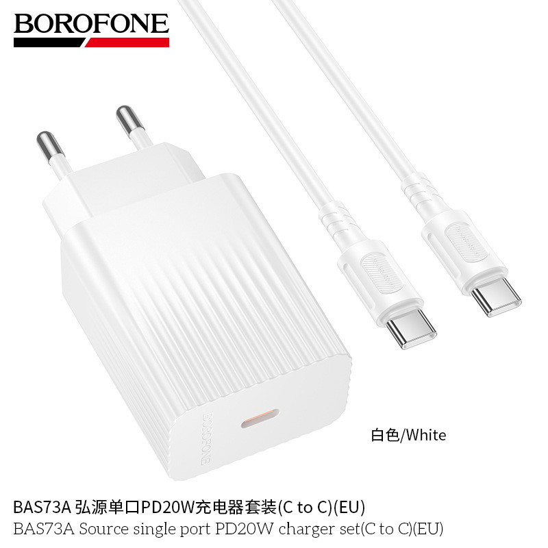 Borofone Bas73A Single Port Pd20W Fast Charging Charger European Adapter Eu Travel Wall Charging Head