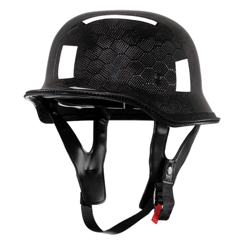 Medio casco de fibra de carbono casco de pala retro casco de motocicleta de crucero locomotora casco de soldado alemán certificado 3C