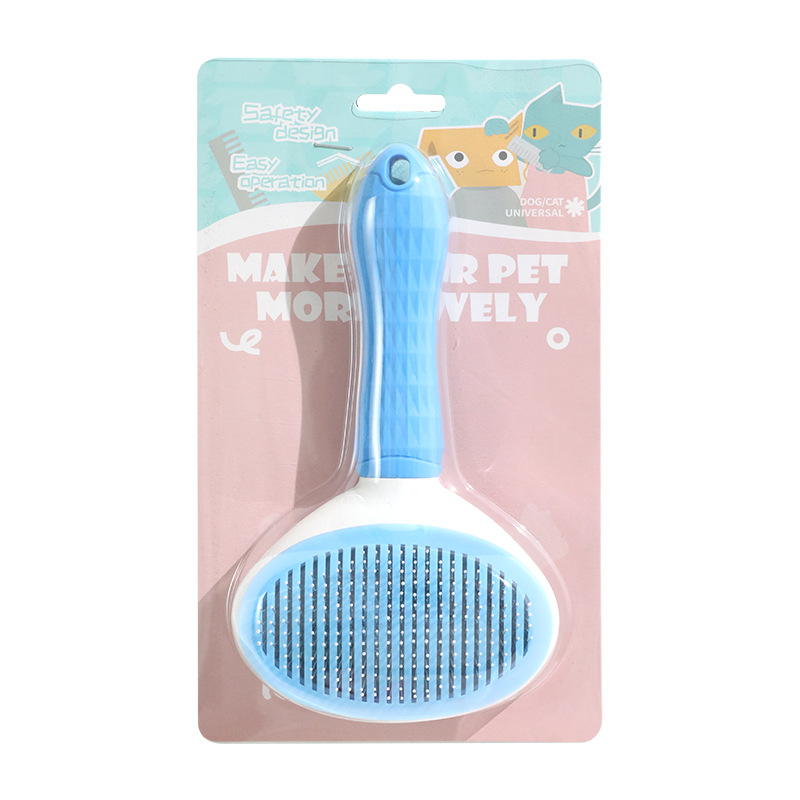 Mascota especial auto-limpieza peine en stock aguja de acero inoxidable mango suave cepillo de alambre gato flotante pelo gato peine suministros al por mayor