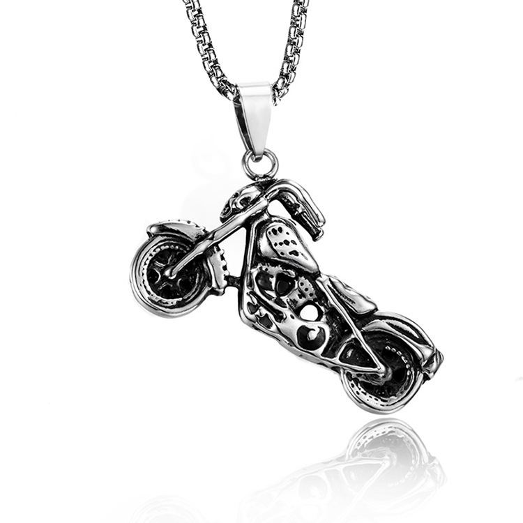 Punk stainless soul tank necklace titanium steel skull motorcycle trendy men's pendant jewelry_voghion.com