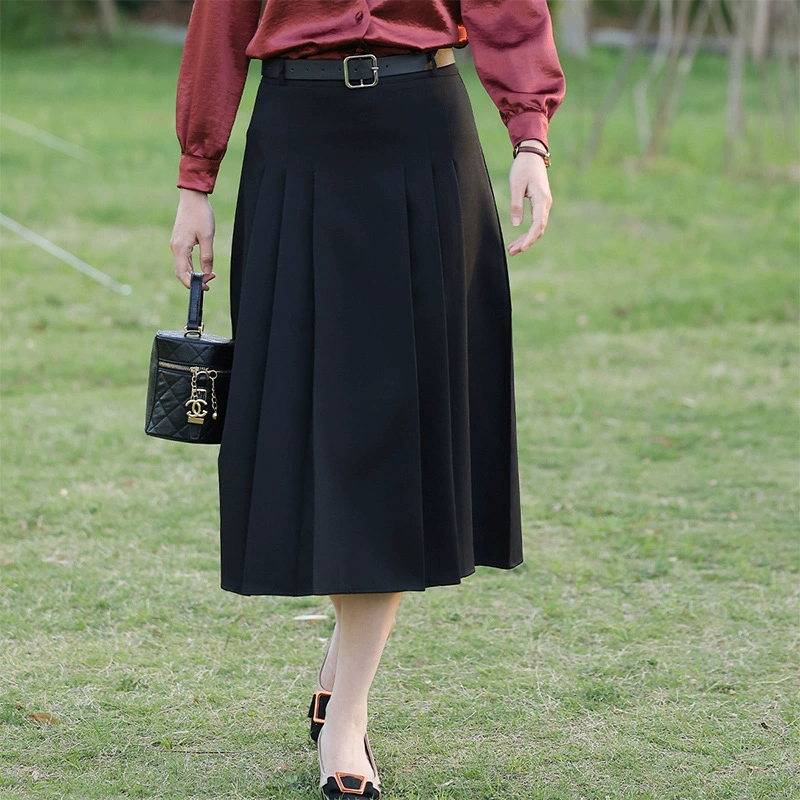Qianbai Yilian Mom's Wear 2025 Летняя утягивающая юбка-миди с высокой талией для женщин среднего и пожилого возраста, нишевая простая юбка для поездок на работу.