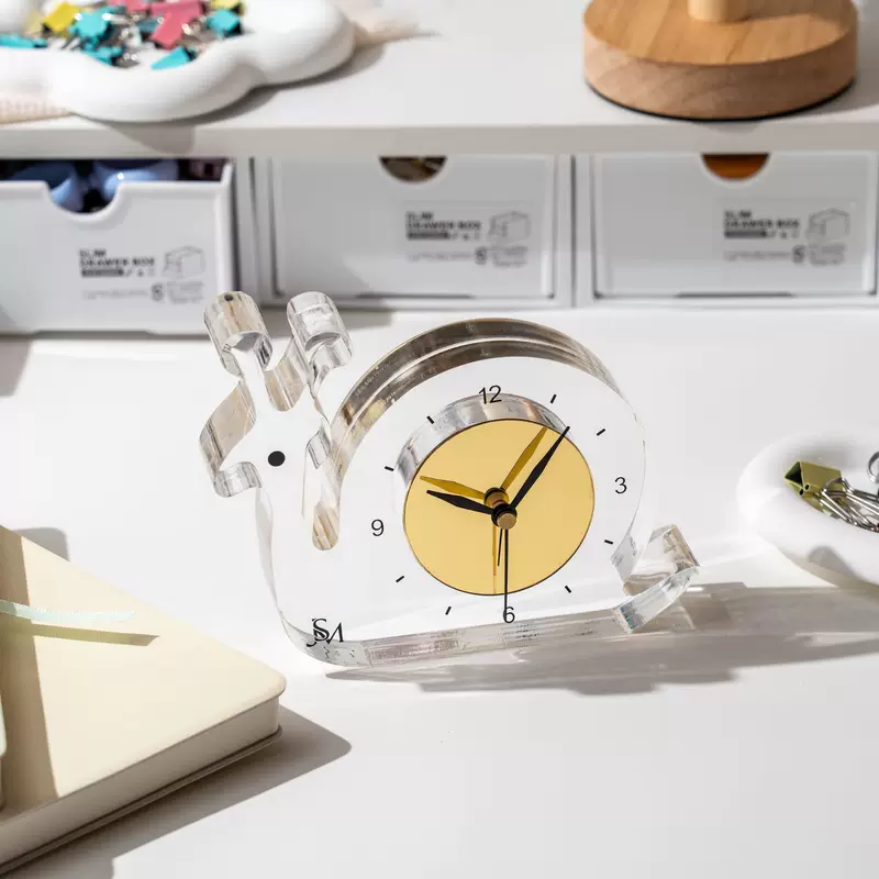 Прозрачные акриловые часы с объемной подставкой, 3D