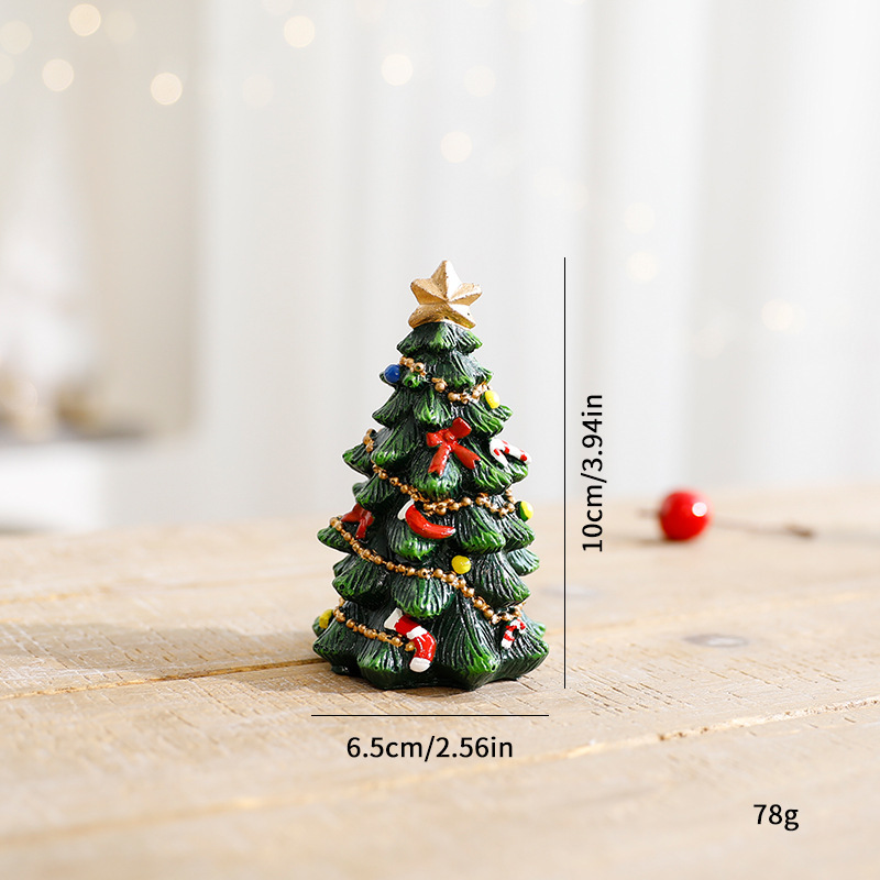 Resin Christmas Tree Decor Set – 13.5 Inch Large & Small Desktop Holiday Ornaments For Home & Party_voghion.com
