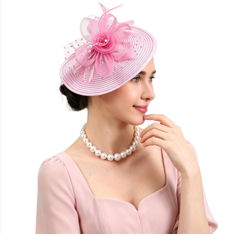 New Amazon Mesh Hat Headpiece Feather Headpiece Hair Accessory European and American Bridal Headpiece Horse Racing Festival Hat