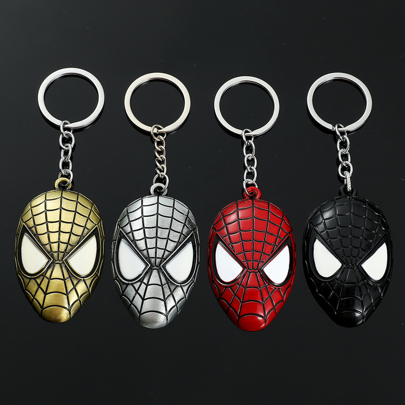 Movie peripheral key chain Spiderman mask zinc alloy key chain craft animation peripheral hot sale products Movie peripheral key chain Spiderman mask zinc alloy key chain craft animation peripheral hot sale products