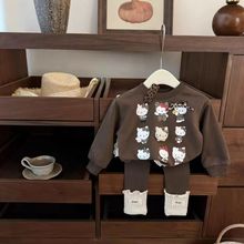 女童卫衣2025新款秋季儿童休闲花边卡通印花打底衫上衣女宝宝衣服