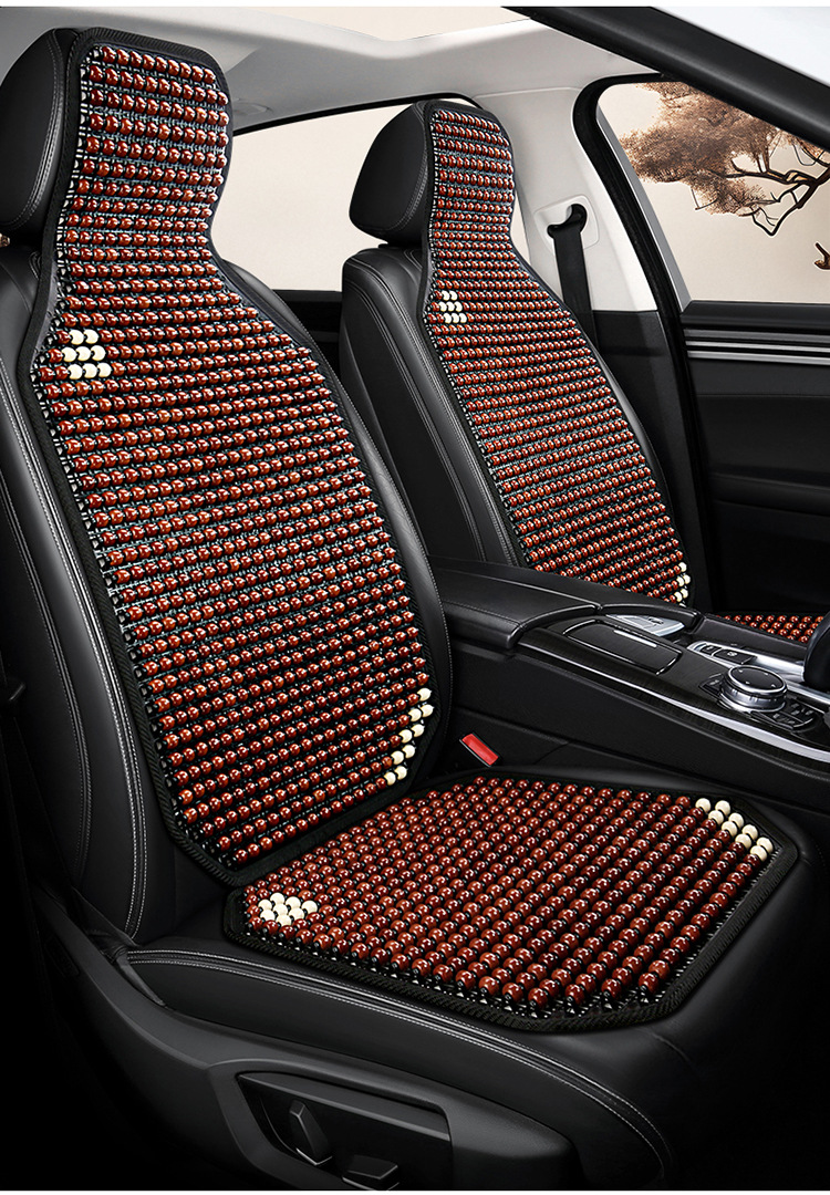 Car Seat Cushion Summer Cooling Pad Single Piece Ice-Cool Pad for Large and Small Cars, Truck Ventilation Breathable Wooden Bead Universal Front Seat Pad